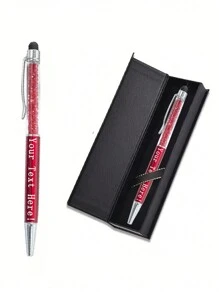 1 Set Custom Metal Ballpoint Pen Gift Box, Personalized Engraved Crystal Rhinestone Style Couple Ballpoint Pen, Telescopic Stylus Pen, Suitable For Anniversary, Birthday, Personalized Gift Back To School - Multicolor - View 8