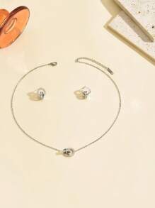 Set de 3 piezas Collar y aretes de girasol, Set de 2 piezas Collar y aretes únicos con forma de semicírculo de acero titanio estilo hip hop, Conjunto de joyas personalizadas de moda, regalo ideal para mejores amigas