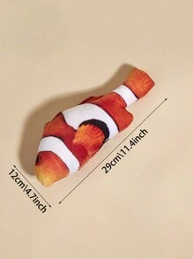 1pc Plush Realistic Clownfish Pet Toy, Suitable For Cats And Dogs, For Chewing, Playing And Relieving Boredom