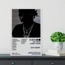 1 件专辑封面帆布墙面艺术印刷品，Great Chaos 流行音乐封面海报，适用于客厅、卧室、厨房、办公室、浴室墙壁装饰、房间装饰，