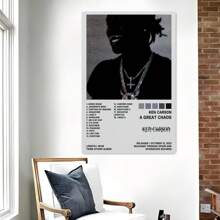 1 件专辑封面帆布墙面艺术印刷品，Great Chaos 流行音乐封面海报，适用于客厅、卧室、厨房、办公室、浴室墙壁装饰、房间装饰，