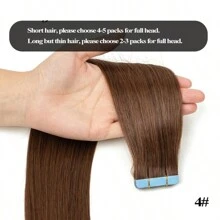 20pcs Straight Thick Tape In  Remy Human Hair Extension For Salon  Dark Brown Color 2# 16-26 Inches Silk Straight Double Side Seamless Skin Weft Hair Extension ,Feel - Easy To Apply And Reuse, High Quality Natural Style Tape In Hair  Extentions - S4 - View 4