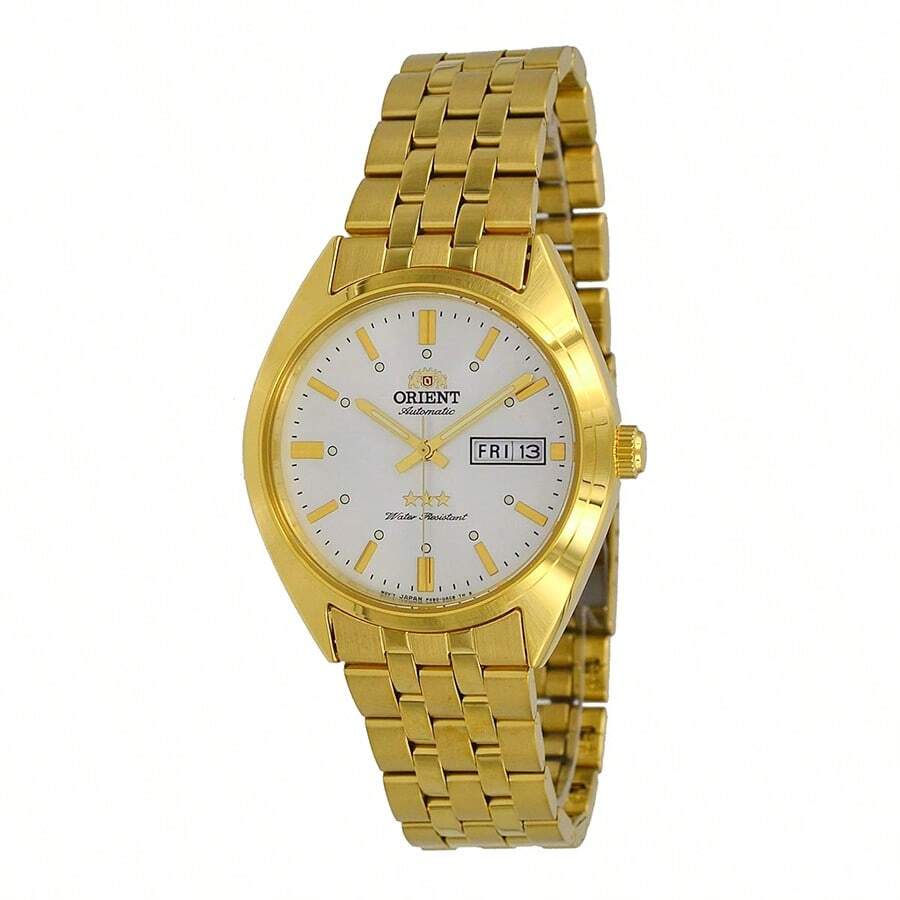 Orient 男士三星金色自动机械表，复古商务小型金色钟表带日期，型号 RA-AB0E05 - 白色 - 查看 1
