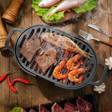 Mini 100% Cast Iron Hibachi Grill, Tabletop Small Portable Charcoal Grill For Outdoor Camping, Japanese Grill Grate Surface 11 In X 6.7 In - Black - View 4