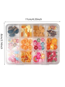 1 盒混合甜点系列仿真冰淇淋、巧克力、饼干、甜甜圈、面包、糖果、草莓、橙子假食品美甲 DIY 配件套装 - 彩色 - 查看 8