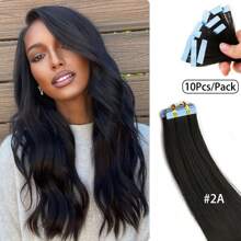 10 piezas de extensiones de cabello postizas para mujeres, 24 pulgadas de cabello sintético Kanekalon liso, no se destiñen, sin costuras e invisibles para todo tipo de cabello, 10 piezas/paquete, 35g