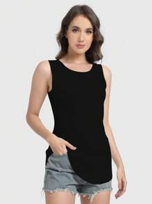 Speed mate Women's Long Sports Top Round Neck T-Shirts Side Basic Loose Tunic Tops, Casual, Spring/Summer