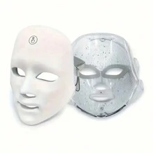 7-Color LED Light Photon Facial Mask, Rechargeable Touchscreen Adjustable Photon Therapy Face Mask, Soft Silicone Portable Home Facial Beauty Device, Best Gift For Valentine's Day - White - View 3
