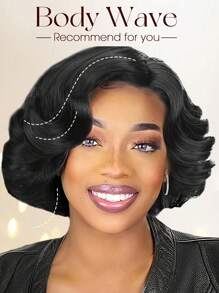 DUOZIMEI Curly Bob Wig Short Curly Wigs For Black Woman Body Wave Side Part Synthetic Lace Front Wig Wear And Go Glueless Wig For Beginners(10"-Black) - Multicolor - View 9