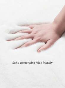 1 件兔毛卡通白云形防滑客厅卧室地毯地毯，房间装饰毛绒床边垫，客厅不对称地毯 - 白色 - 查看 6