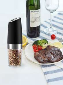 Electric Salt And Pepper Grinder Set, Gravity Electric Pepper Grinder Battery Operated Automatic Salt Grinder With LED Blue Light Salt And Pepper Mill Set Adjustable Coarseness, (1pc/2pcs)Black