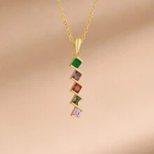 1pc Customized Personalized Birthstone Inlaid Heart Shape Engraved Names Necklace, Ideal For Mother's Day, Valentine's Day, Birthday, Anniversary, Christmas, Graduation, Or Home Gift For Friends, Classmates And Family Members
