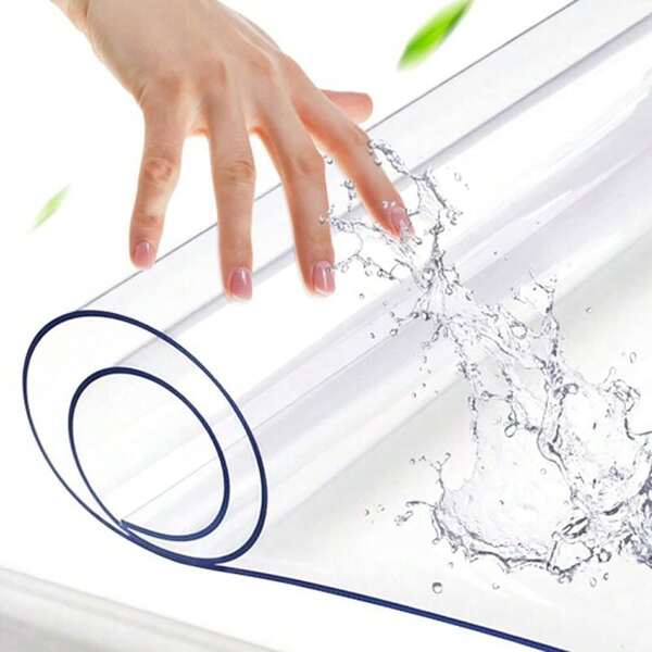 1 pièce Nappe de table transparente en PVC imperméable d'une épaisseur de 2,0 mm, tapis de table résistant à la chaleur, convenant pour la maison, l'hôtel, le café, la table de restaurant, la table de café