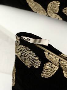 1Pc/Set Gold Butterfly Pattern Multifunctional Cosmetic Organizer Handbag ,Wallet Pouch Portable Cosmetics Brush Storage Clutch With Zipper Closure For Lipstick, Brush, Skincare, Mobile Phone, Coin, Hailclips Small Items, For Home, Travel - Multicolor - View 4