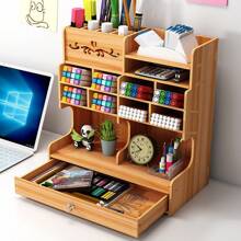Wooden Multilayer Pencils Desk Storage Holder Desktop Sundries Storage Rack