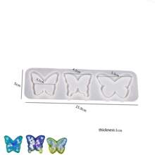 1 Peça de Molde de Silicone em Forma de Coração de Borboleta de 3 em 6 Furos para Pingente e Chaveiro de Resina com Conta-Gotas de Cristal DIY