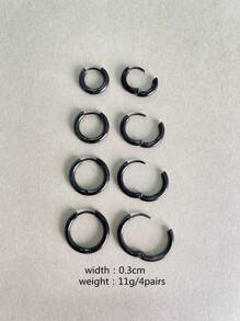 4pairs Minimalist Hoop Earrings - Yellow Gold - View 15