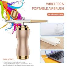 Rechargeable Wireless Airbrush Kit With Compressor - Suitable For Nail Art, Painting, Cake Decorating, Anti-Clogging High Pressure Airbrush Set With 0.3mm Nozzle Tool - Champagne - View 6