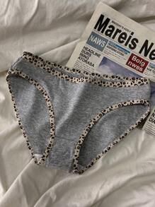 3pcs Tween Girls' Contrast Color Edge Basic Comfortable Breathable Underwear