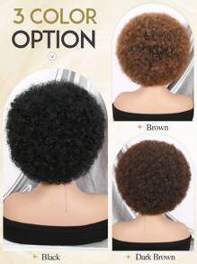 Peluca diadema con estilo afro corto, rizado y rizado para mujeres, peluca afro natural negra sin pegamento con diadema incorporada, peluca rizada con diadema sintética para mujeres, peluca afro con pañuelo - Marrón - Ver 8