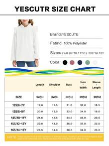 Girls' Fashionable Multi Colored Ruffled Long Sleeved High Neck Top, Suitable For Girls Aged 6-15/Woven/Spring/Summer/Autumn - White - View 5