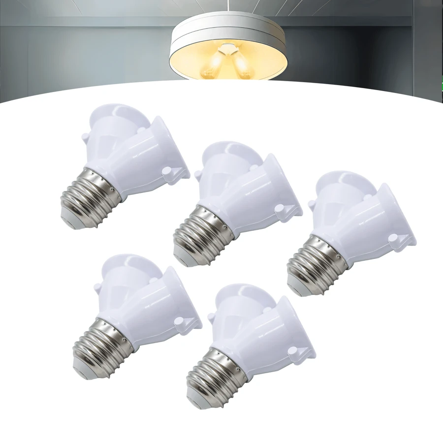 Kit 5 Socket Adapter Y Type Double 2 E27 Bulbs - White - View 1