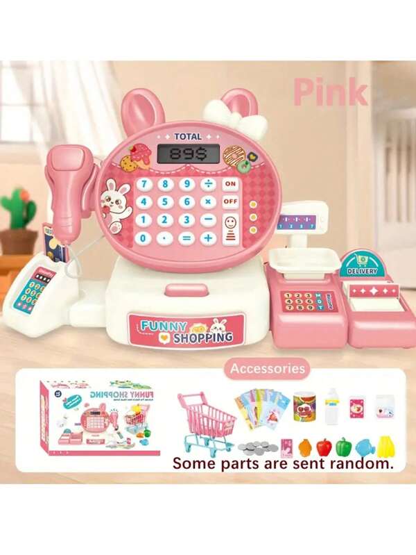 Mini Cash Register Pretend Play Calculator With Scanner And Credit Card, Simulated Supermarket Fruit And Vegetable Interactive Toy Set, Some Parts Randomly Sent, Suitable For Winter And New Year