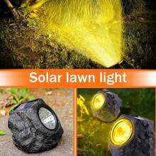 Solar LED Courtyard Landscape Spotlight Outdoor Lighting Courtyard Imitation Stone Landscape Lamp Waterproof Rock Stone Solar Lamp 4 LED Lights, Outdoor Garden Lighting For Pathway, Yard, Patio - 4 LED - View 6