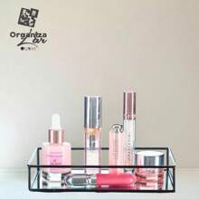 Multipurpose Decorative Rectangular Mirrored Organizer Tray Bathroom Decor - Vàng - Xem 4
