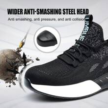 UMBURLLY Veiligheidsschoenen met stalen neus voor dames, zachte Air-zool, ademende bovenkant van stof, paarse werkschoenen