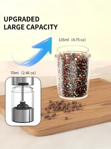 Electric Salt And Pepper Grinder Set, Gravity Electric Pepper Grinder Battery Operated Automatic Salt Grinder With LED Blue Light Salt And Pepper Mill Set Adjustable Coarseness, (1pc/2pcs)Black