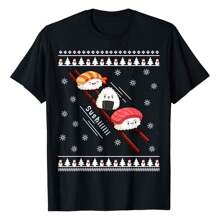 Sushi Christmas Festivities - A Holiday Roll Delight T-Shirt Versatile Women's T-Shirts