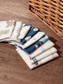 9pcs/Pack Assorted Color Baby Towels, Cartoon/Animal/Printed, , Multipurpose For Bathing, Feeding, Drinking, Daily Use - Multicolor - View 4