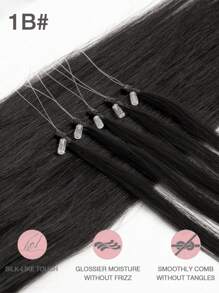 Micro Loop Hair Extensions Premium Human Hair Nature Color 12-22inch Straight Invisible Real Human Hair 50pcs Micro Loop Hair Extensions - S1B - View 3