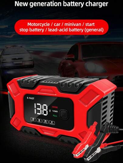 12V 6A 智能汽车电池充电器 - 汽车维护工具。数字汽车电池维护器，带 LCD 显示屏，多重保护，可脉冲修复铅酸电池和电池单元。110V/220V 摩托车电池充电器，适用于汽车/摩托车等。