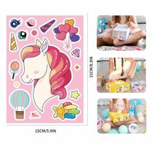8Pcs Face Changing Sticker Unicorn Cartoon Cute Graffiti Children's Puzzle DIY Hand Account Puzzle Sticker (Some Colors And Styles Are Random)