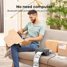 Shipping Label Printer Bluetooth Thermal Label Printer 4x6 Postage Label Printer For Business Compatible Etsy  Royal Mail  DPD Evri Easy To Use 129B Grey - Gray1 - View 7