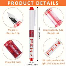 A Set Of 8 Disposable Fine Tipped Fountain Pens, In Various Colors, With Smooth Writing And Visible Ink Supply - Made Of Plastic Material And EF Tip