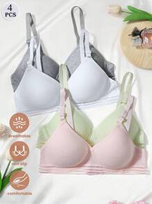 4 件装少女吊带胸罩，舒适肩带胸罩 - 彩色 - 查看 1
