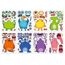 8Pcs Face Changing Sticker Unicorn Cartoon Cute Graffiti Children's Puzzle DIY Hand Account Puzzle Sticker (Some Colors And Styles Are Random)