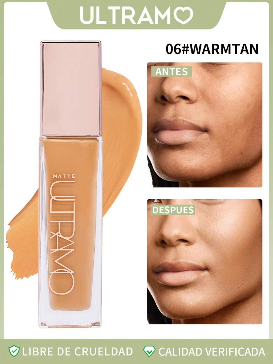 Base de maquillaje líquida, corrector de cobertura total, acabado mate natural, larga duración a prueba de agua,la textura suave, adecuada maquillaje colorstay para piel grasa/combinación - #6 WARM TAN - Ver 1