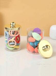 3pcs Swab Ball Pad Holder, Plastic Storage Container With Lid, 10 Oz Qtip Apothecary Jar Clear Storage Box Makeup Organizer, Bathroom Containers Dispenser - Multicolor - View 5