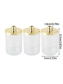 3pcs Swab Ball Pad Holder, Plastic Storage Container With Lid, 10 Oz Qtip Apothecary Jar Clear Storage Box Makeup Organizer, Bathroom Containers Dispenser - Multicolor - View 2
