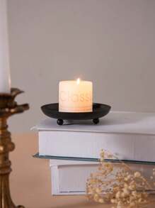 1pcNordic Iron Candlestick Creative Simple European Romantic Candle Cup Table Decoration Disc Candlestick, Suitable For LED Candles And Wax Candles, Spa, Bathroom, Wedding, Home Decoration, Gifts - Black - View 11