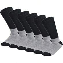 3-12 pares calcetines térmicos gruesos y cálidos para hombres con diabetes, de ajuste holgado hasta el tobillo, para el invierno - Negro - Ver 1
