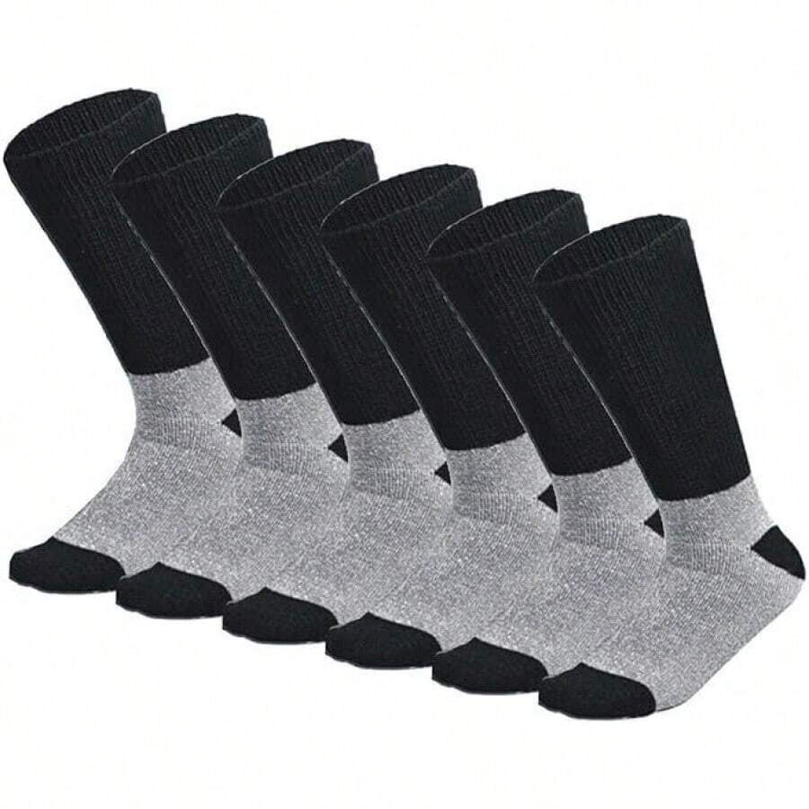 3-12 pares calcetines térmicos gruesos y cálidos para hombres con diabetes, de ajuste holgado hasta el tobillo, para el invierno - Negro - Ver 1