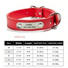 Collare personalizzato per cani con targhetta incisa con nome, antiperso, in pelle PU solida, per cani di piccola, media e grande taglia, cuccioli e gatti, accessori per animali domestici - Multicolore - Visualizzare 18