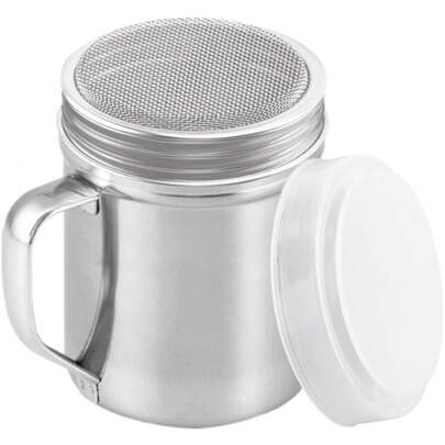 1pc Stainless Steel Dredges, Stainless Steel Powder Sugar Shaker Duster With Handle, Fine Mesh Shaker Powder Cans For Cornstarch Cocoa Flour Coffee Flour, Sugar Icing Mesh Sifter