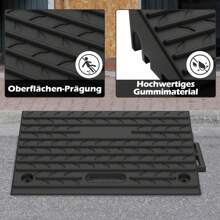 YARDIN 2 rampas de acera, rampa de umbral de puerta de goma, rampa de acera para automóvil, motocicleta, umbral de puerta de rampa para vehículo de silla de ruedas para bordillos de 10 cm de alto, negro - 53x32x10 cm