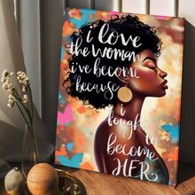 1 Pc Quotes Wall Art Framed Motivational Quotes Wall Art, Art Wall Art African American Woman Art For Living Room Bedroom - Black - View 1